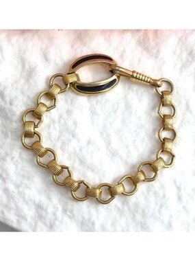 Rolo Chain Gold Toned Chunky Vintage 80's Style Bracelet